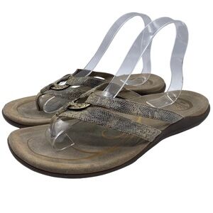 Abeo Shoes Brenda Sandals Vegan Leather Snake Comfort Casual Neutral 9 NARROW